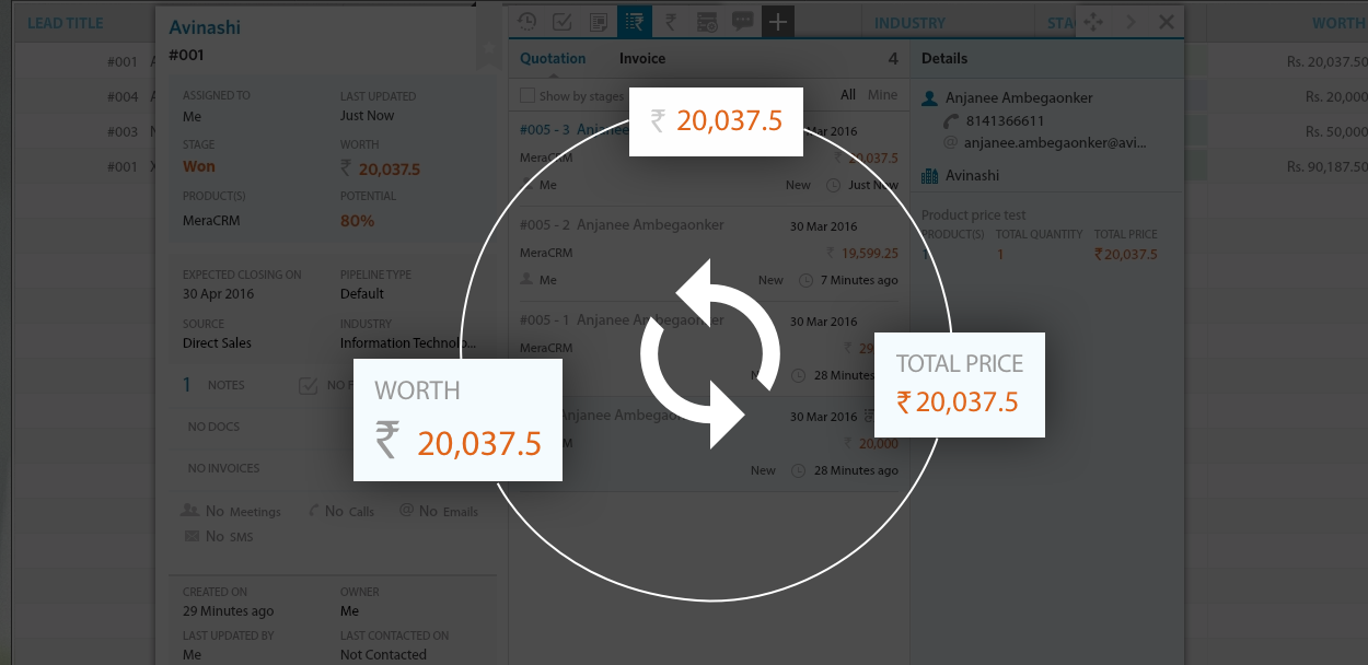 Option added in product-price custom field to sync it with quotation