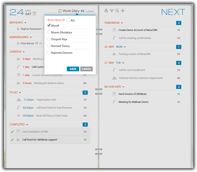 MeraCRM Work Diary