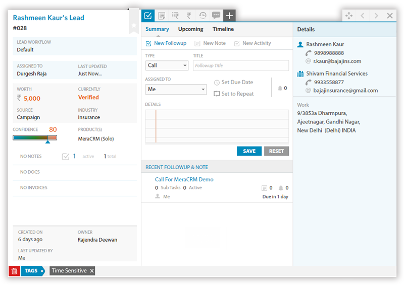 Customization of sales stages and process you follow