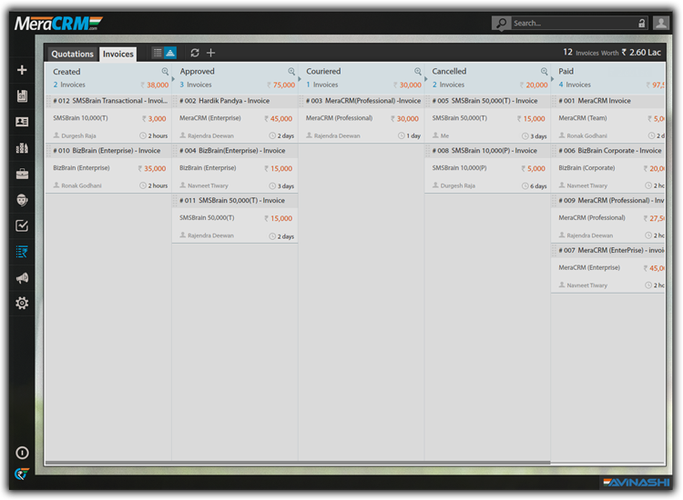 Invoice and Quotation management to view and manage all the Quotation and Invoice in different stages.